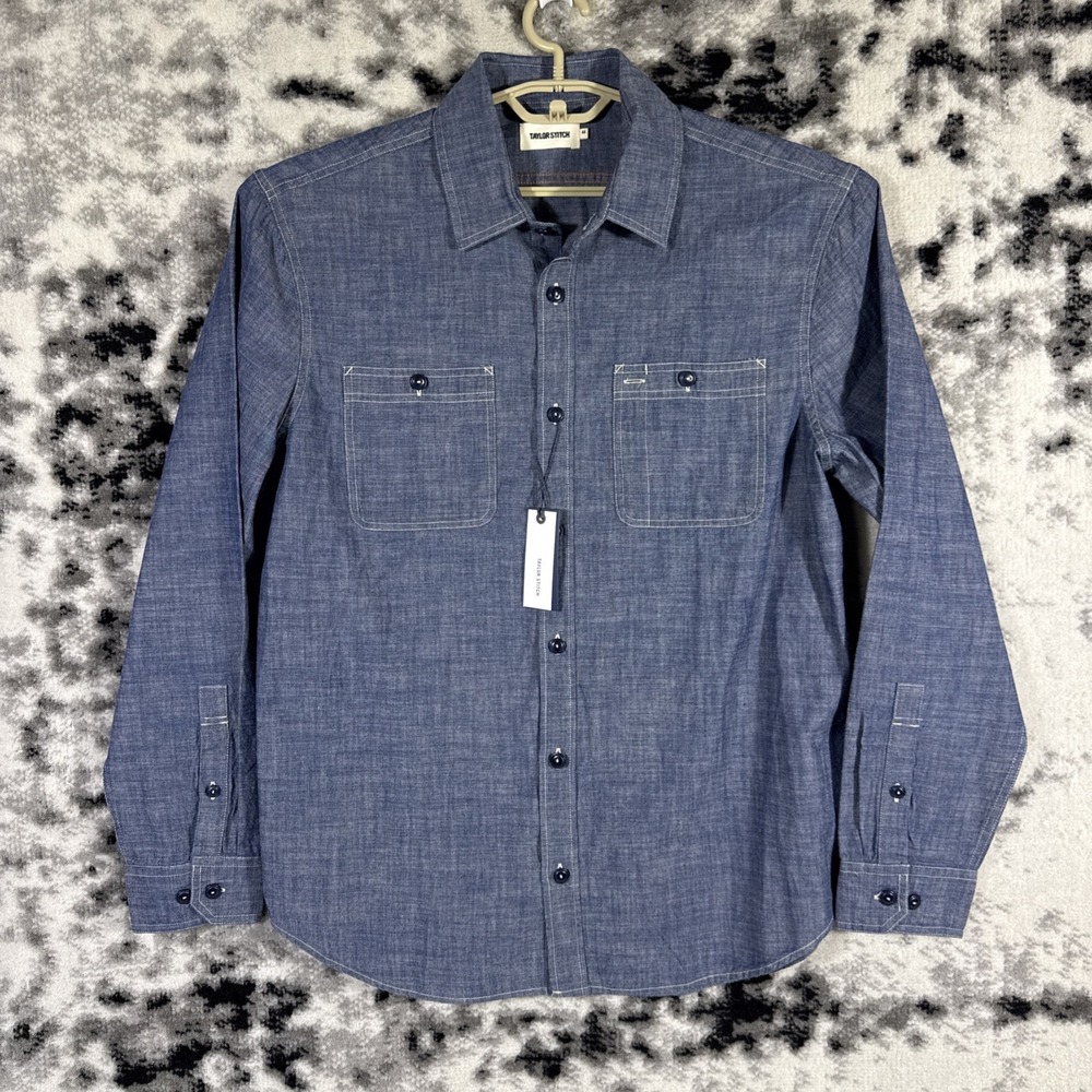 New Taylor Stitch Indigo Foundry Shirt Mens 44 Blue Chambray Button Down Util